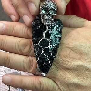 Black and Silver Skull Pendant